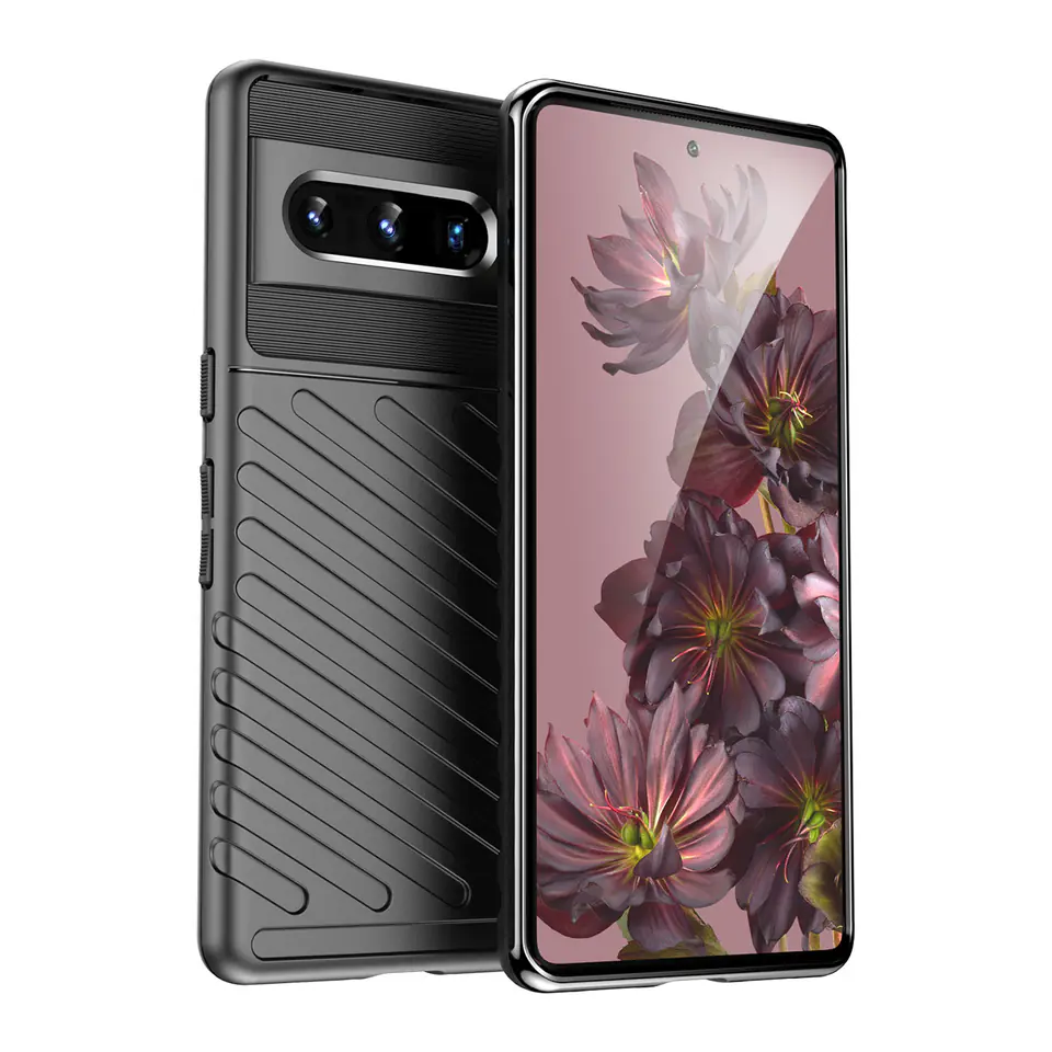 ⁨Thunder Case elastyczne pancerne etui pokrowiec Google Pixel 7 Pro czarny⁩ w sklepie Wasserman.eu