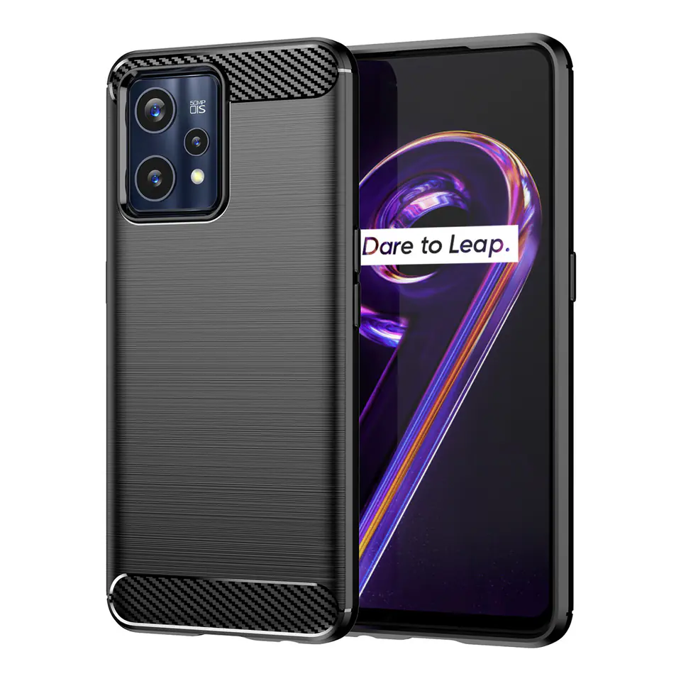 ⁨Carbon Case elastyczne etui pokrowiec Realme 9 Pro + (9 Pro Plus) czarny⁩ w sklepie Wasserman.eu