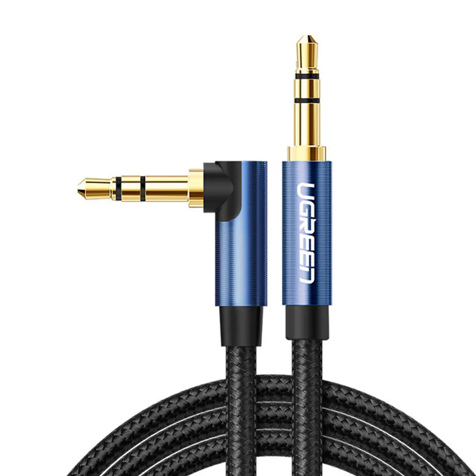 ⁨Ugreen kabel audio AUX wtyczka kątowa minijack 3,5 mm 2m niebieski (AV112)⁩ w sklepie Wasserman.eu