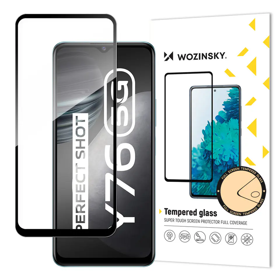 ⁨Wozinsky super wytrzymałe szkło hartowane Full Glue na cały ekran z ramką Case Friendly Vivo Y76 5G / Y76s / Y74s czarny⁩ w sklepie Wasserman.eu