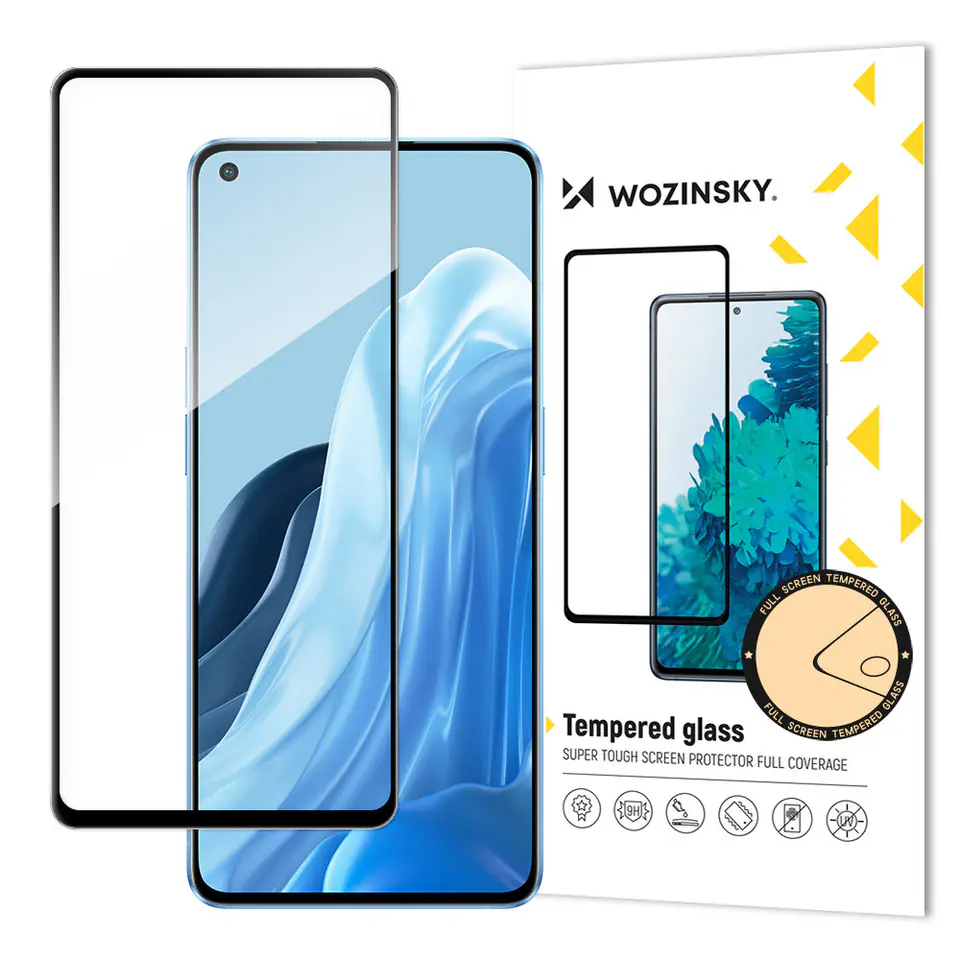⁨Wozinsky super wytrzymałe szkło hartowane Full Glue na cały ekran z ramką Case Friendly Oppo Reno7 Pro 5G czarny⁩ w sklepie Wasserman.eu