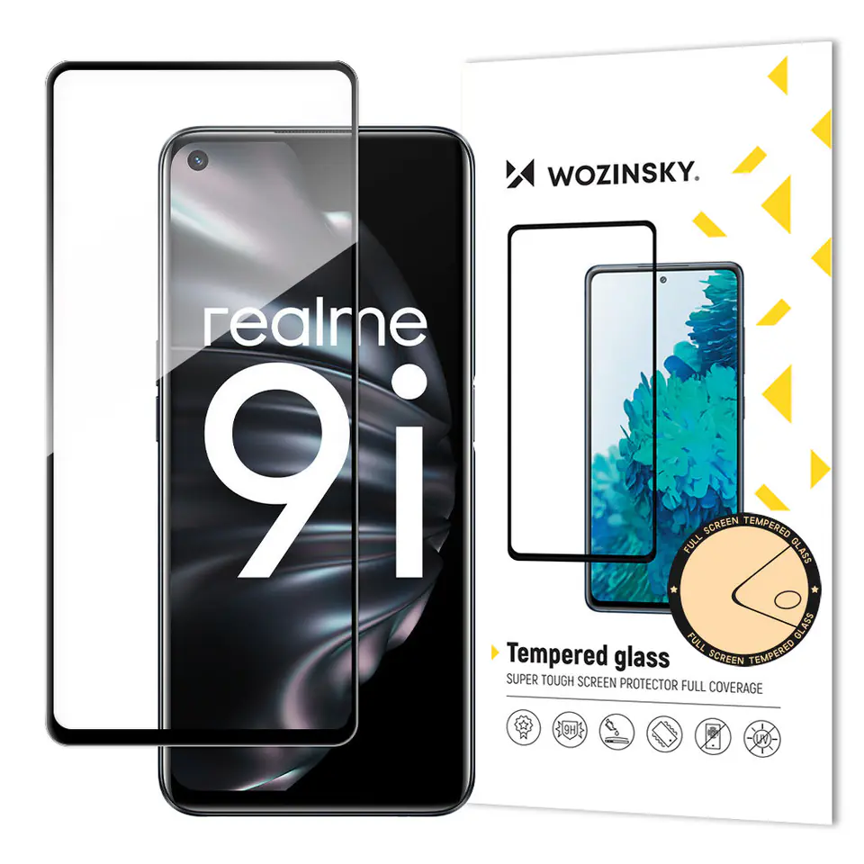 ⁨Wozinsky super wytrzymałe szkło hartowane Full Glue na cały ekran z ramką Case Friendly Oppo A76 / Oppo A36 / Realme 9i czarny⁩ w sklepie Wasserman.eu