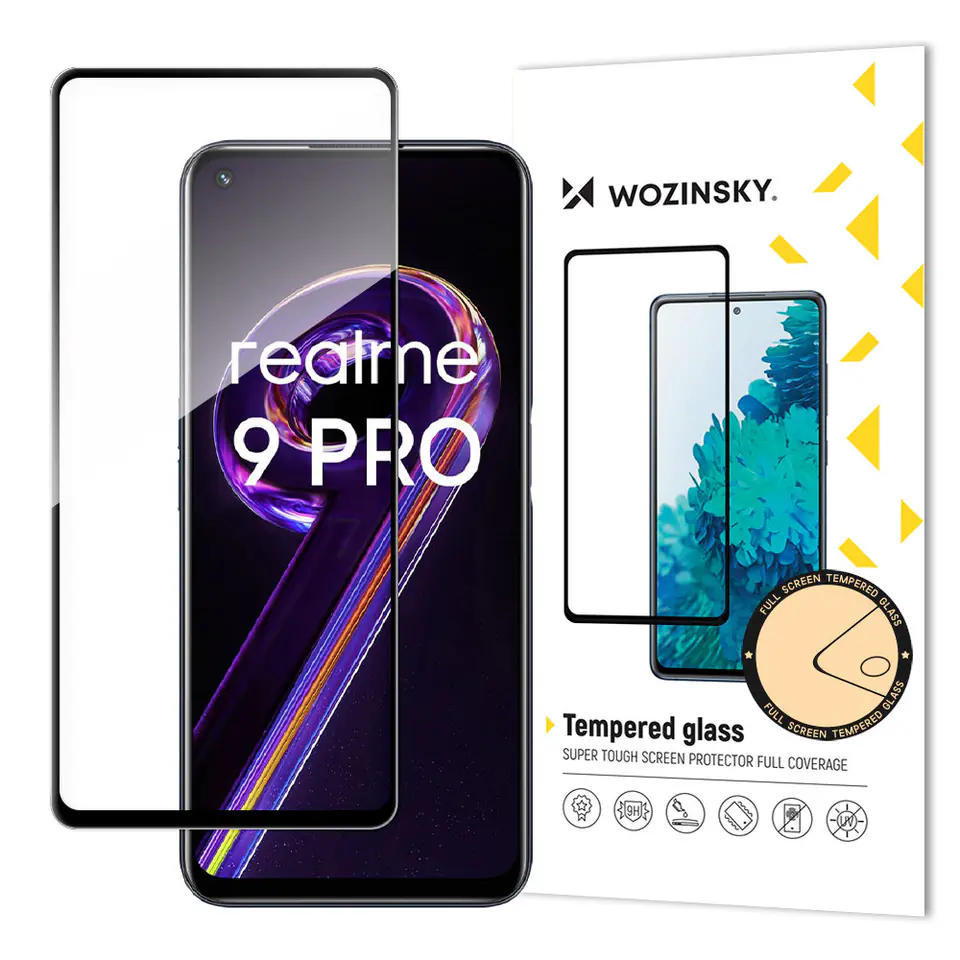 ⁨Wozinsky super wytrzymałe szkło hartowane Full Glue na cały ekran z ramką Case Friendly Realme 9 Pro czarny⁩ w sklepie Wasserman.eu