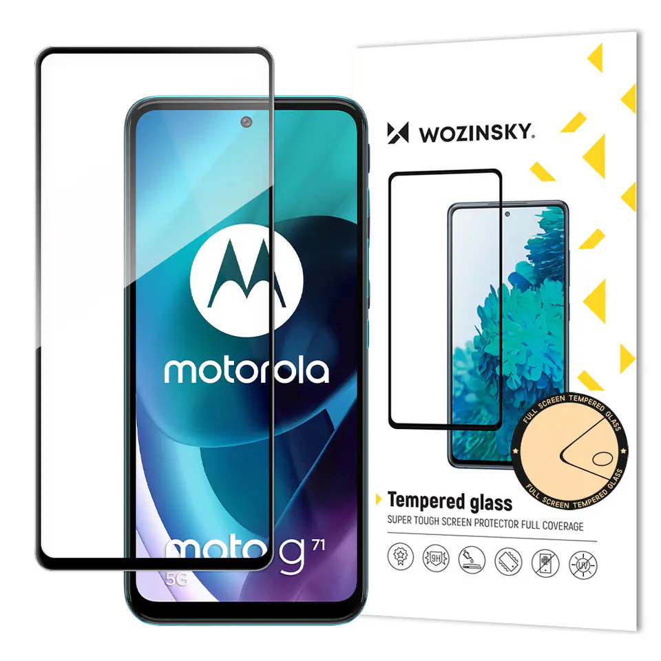 ⁨Wozinsky super wytrzymałe szkło hartowane Full Glue na cały ekran z ramką Case Friendly Motorola Moto G71 5G czarny⁩ w sklepie Wasserman.eu