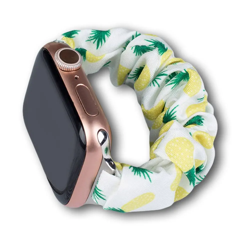 ⁨Materiałowa opaska do Watch 7 / 6 / 5 / 4 / 3 / 2 / SE (45 / 44 / 42mm) pasek bransoleta bransoletka na gumce ananas⁩ w sklepie Wasserman.eu