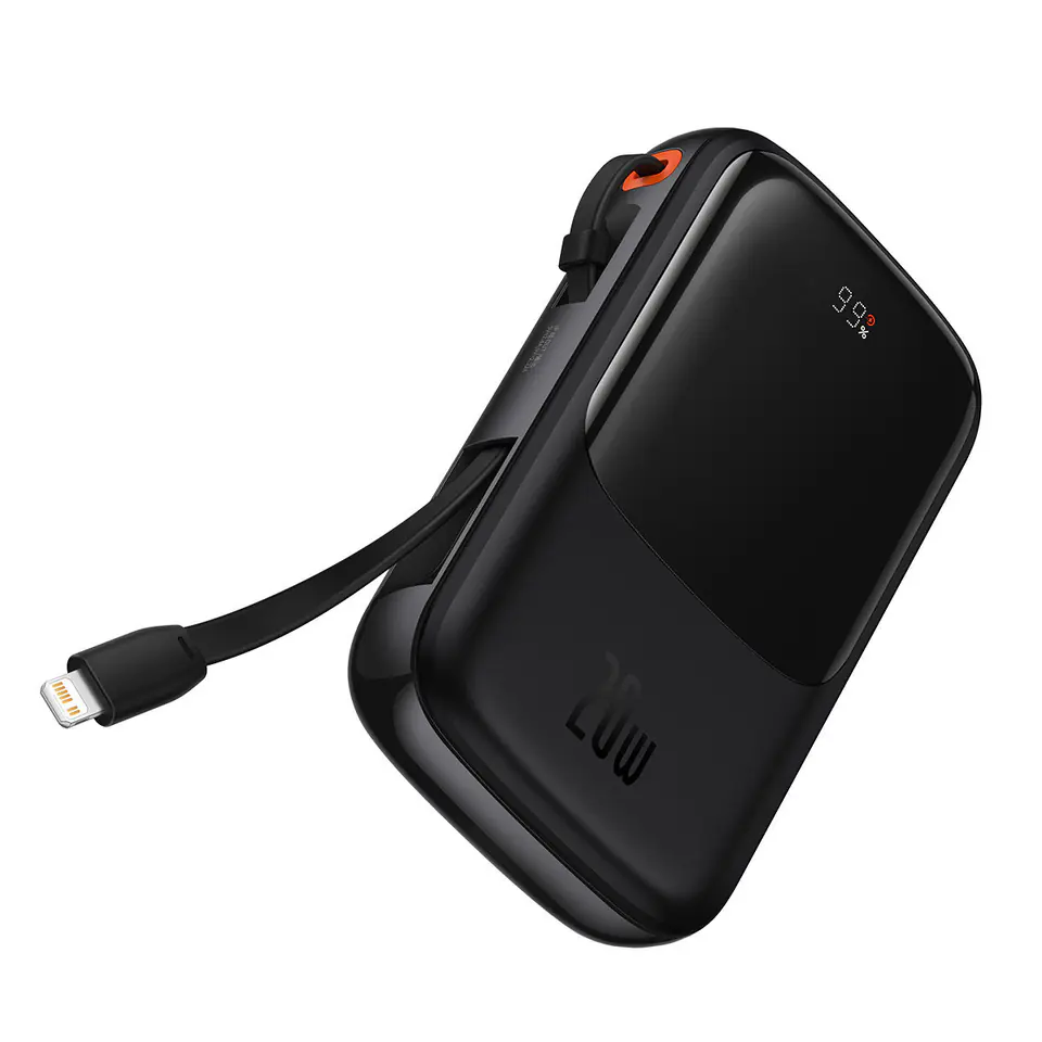 ⁨Powerbank 10000mAh USB USB-C iPhone Lightning + kabel USB-C - czarny⁩ w sklepie Wasserman.eu