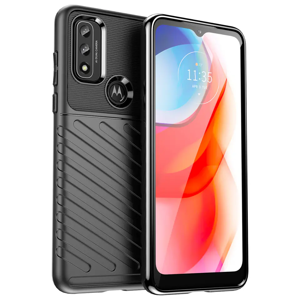 ⁨Thunder Case elastyczne pancerne etui pokrowiec Motorola Moto G Play 2022 czarny⁩ w sklepie Wasserman.eu