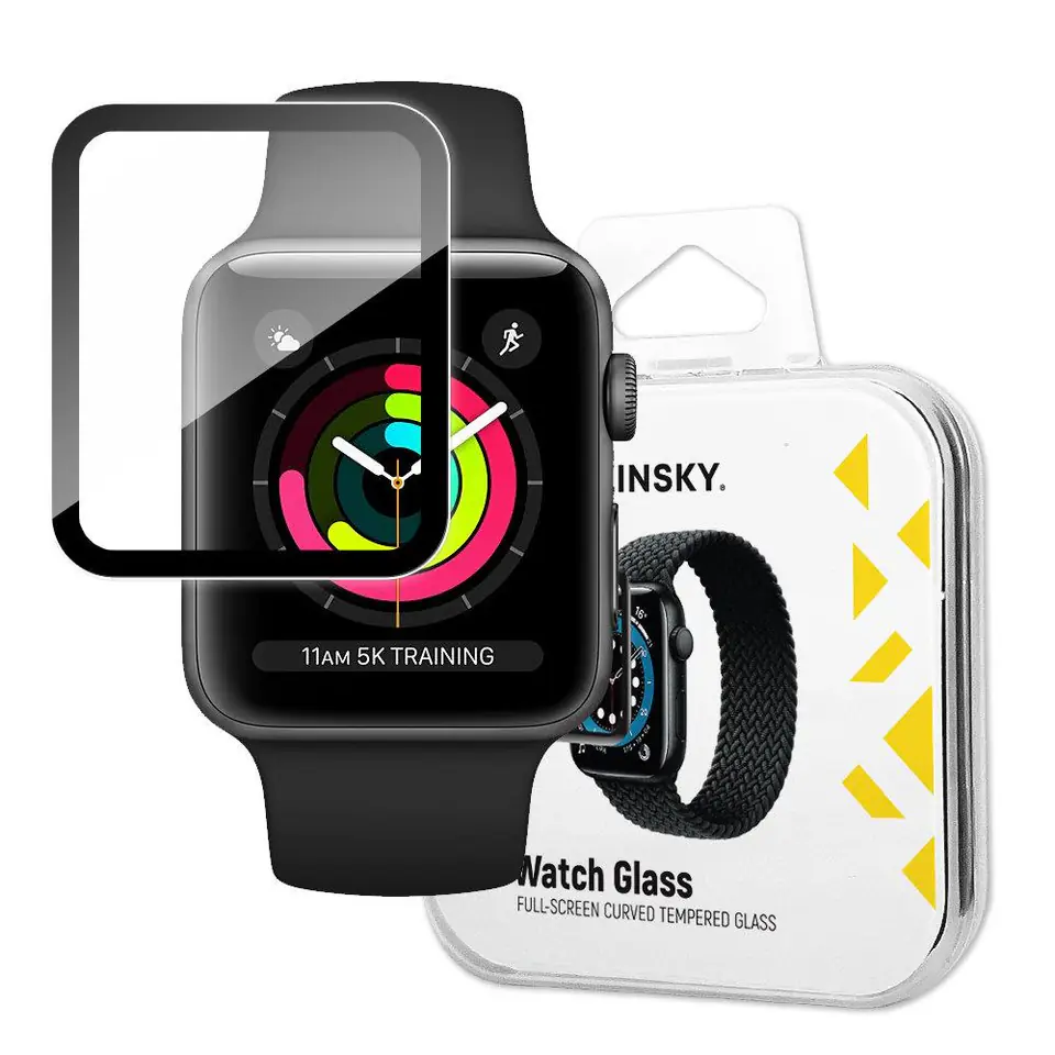 ⁨Wozinsky Watch Glass hybrydowe szkło do Apple Watch 3 38mm / Watch 2 38mm / Watch 1 38mm czarny⁩ w sklepie Wasserman.eu