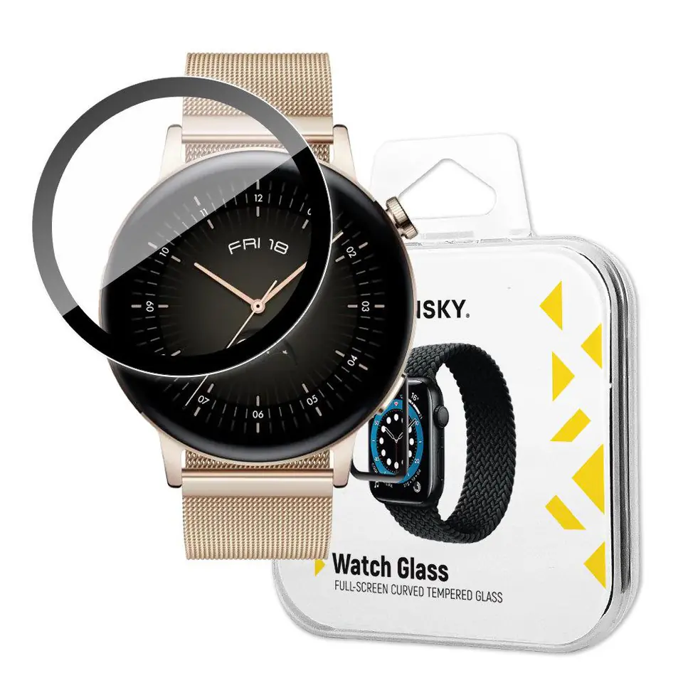 ⁨Wozinsky Watch Glass hybrydowe szkło do Huawei Watch GT 3 46 mm czarny⁩ w sklepie Wasserman.eu