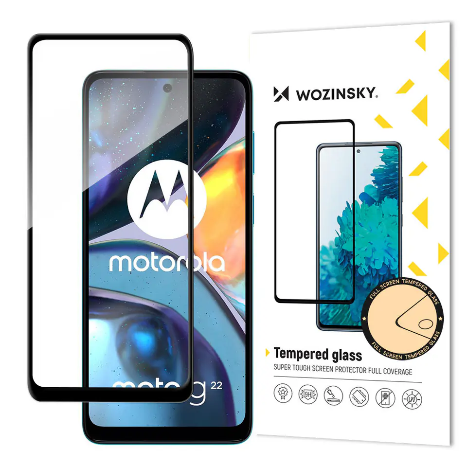 ⁨Wozinsky super wytrzymałe szkło hartowane Full Glue na cały ekran z ramką Case Friendly Motorola Moto G22 czarny⁩ w sklepie Wasserman.eu