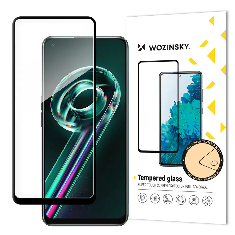 ⁨Wozinsky super wytrzymałe szkło hartowane Full Glue na cały ekran z ramką Case Friendly Realme 9 Pro + (9 Pro Plus) czarny⁩ w sklepie Wasserman.eu