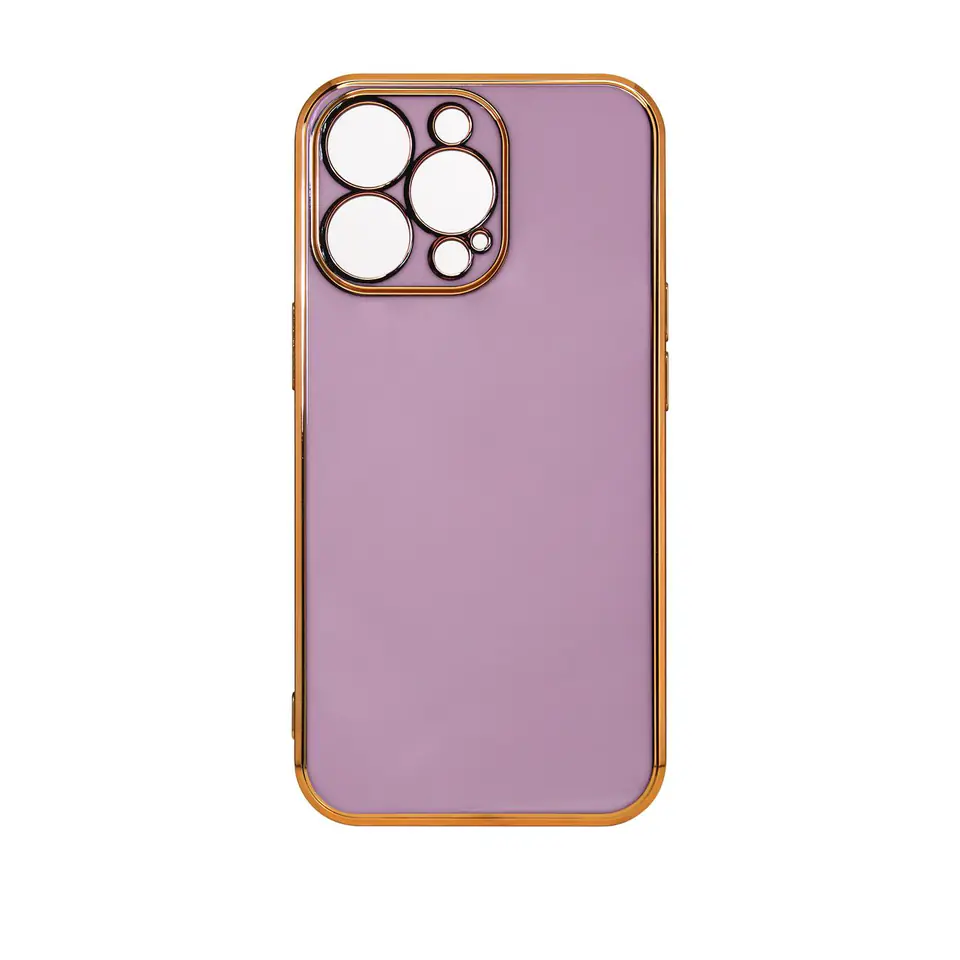 ⁨Lighting Color Case etui do iPhone 12 Pro Max żelowy pokrowiec ze złotą ramką fioletowy⁩ w sklepie Wasserman.eu