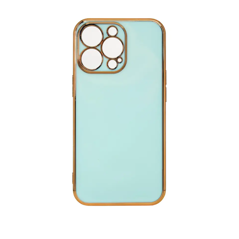 ⁨Lighting Color Case etui do iPhone 12 Pro Max żelowy pokrowiec ze złotą ramką miętowy⁩ w sklepie Wasserman.eu