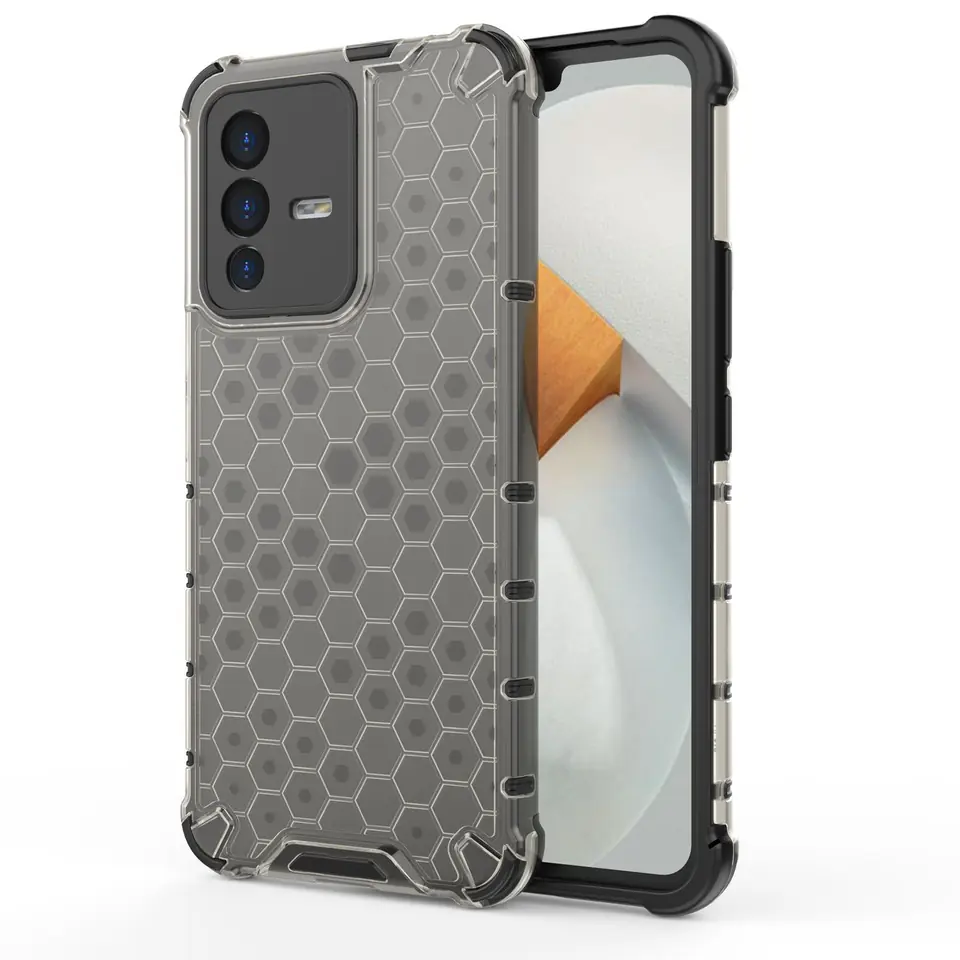 ⁨Honeycomb etui pancerny pokrowiec z żelową ramką Vivo V23 5G czarny⁩ w sklepie Wasserman.eu
