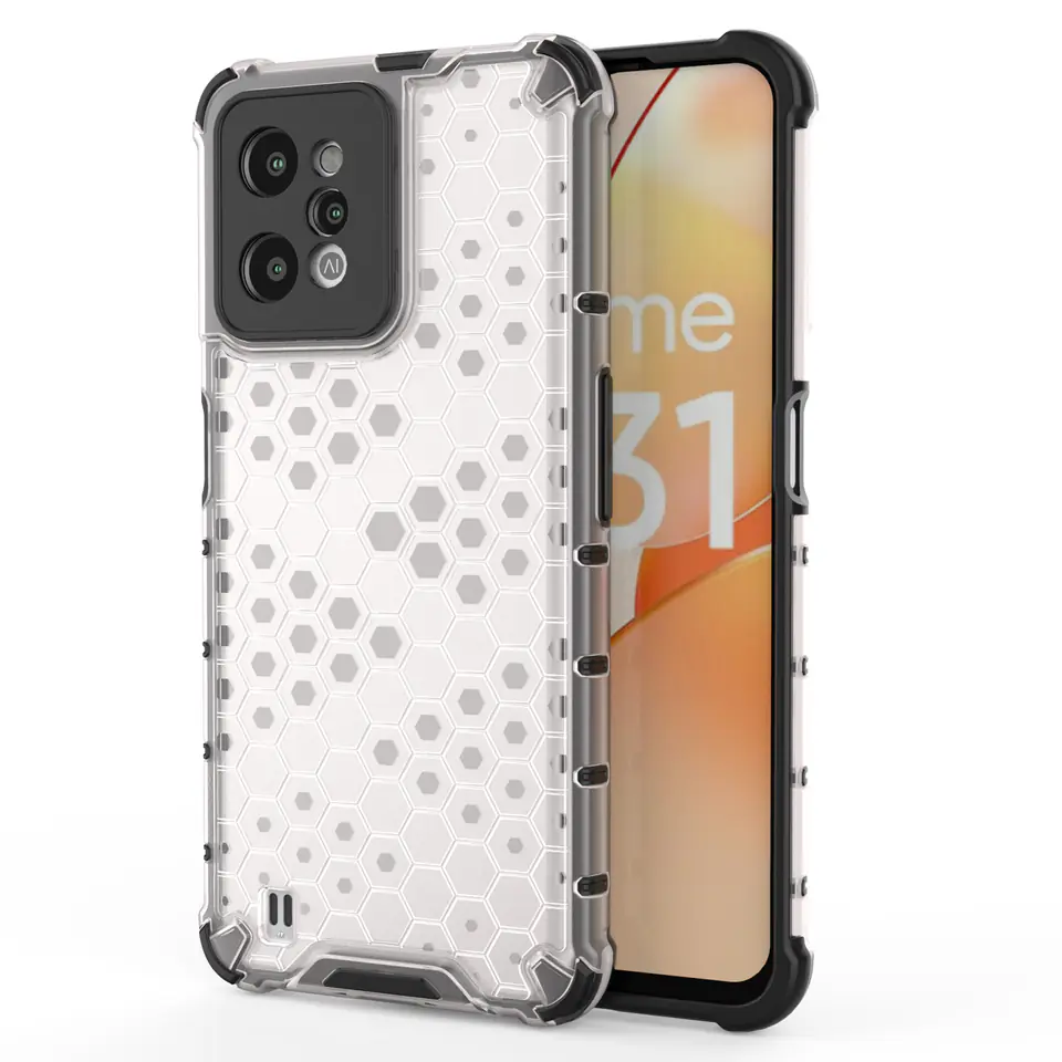 ⁨Honeycomb etui pancerny pokrowiec z żelową ramką Realme C31 przezroczysty⁩ w sklepie Wasserman.eu