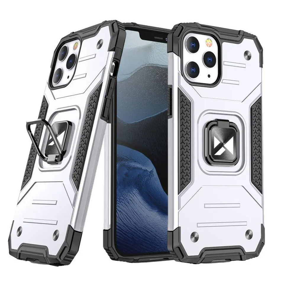 ⁨Wozinsky Ring Armor etui iPhone 14 Pro Max pancerny pokrowiec uchwyt magnetyczny ring srebrne⁩ w sklepie Wasserman.eu