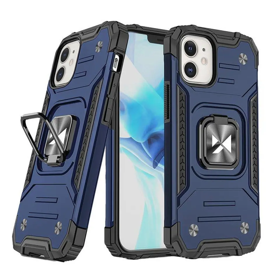 ⁨Wozinsky Ring Armor etui iPhone 14 Plus pancerny pokrowiec uchwyt magnetyczny ring niebieskie⁩ w sklepie Wasserman.eu