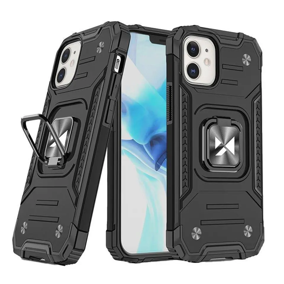 ⁨Wozinsky Ring Armor etui iPhone 14 pancerny hybrydowy pokrowiec + magnetyczny uchwyt czarny⁩ w sklepie Wasserman.eu