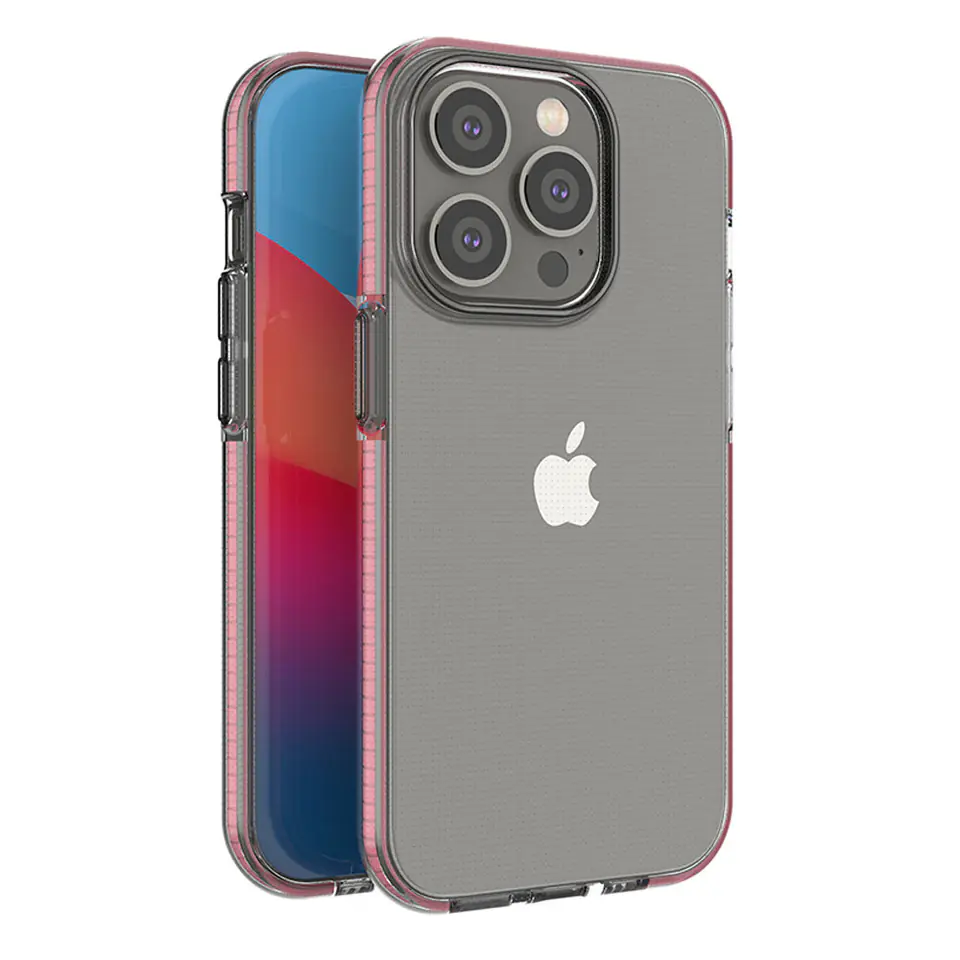 ⁨Spring Case etui iPhone 14 Pro silikonowy pokrowiec z ramką jasnoróżowe⁩ w sklepie Wasserman.eu