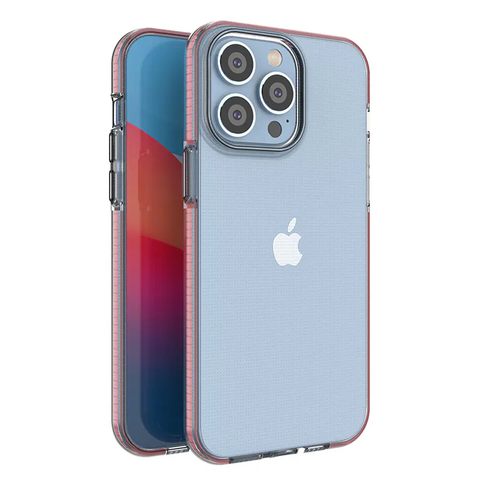 ⁨Spring Case etui iPhone 14 Pro Max silikonowy pokrowiec z ramką jasnoróżowe⁩ w sklepie Wasserman.eu