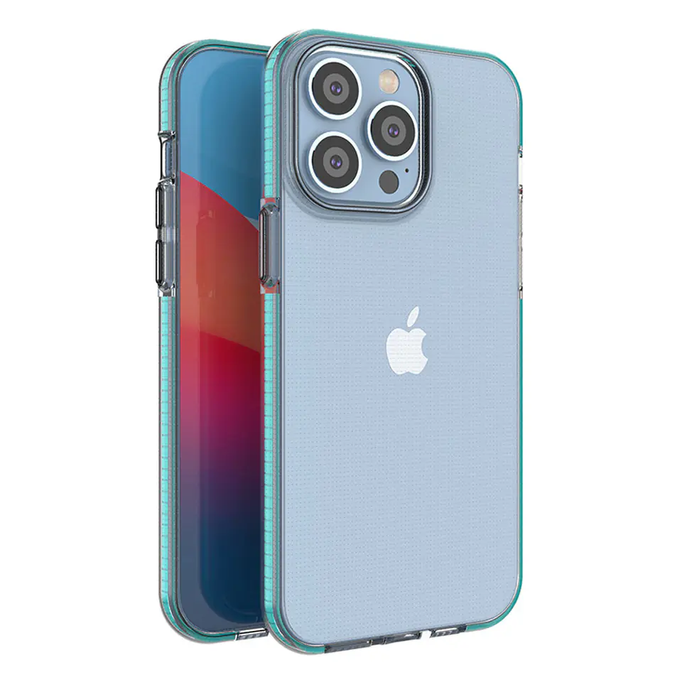 ⁨Spring Case etui iPhone 14 Pro Max silikonowy pokrowiec z ramką jasnoniebieskie⁩ w sklepie Wasserman.eu