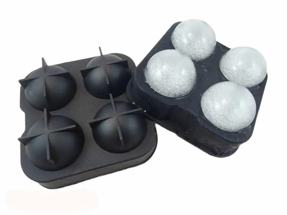 ⁨SILICONE MOLD FOR 4 ICE BALLS FOR DRINKS, BEVERAGES⁩ at Wasserman.eu