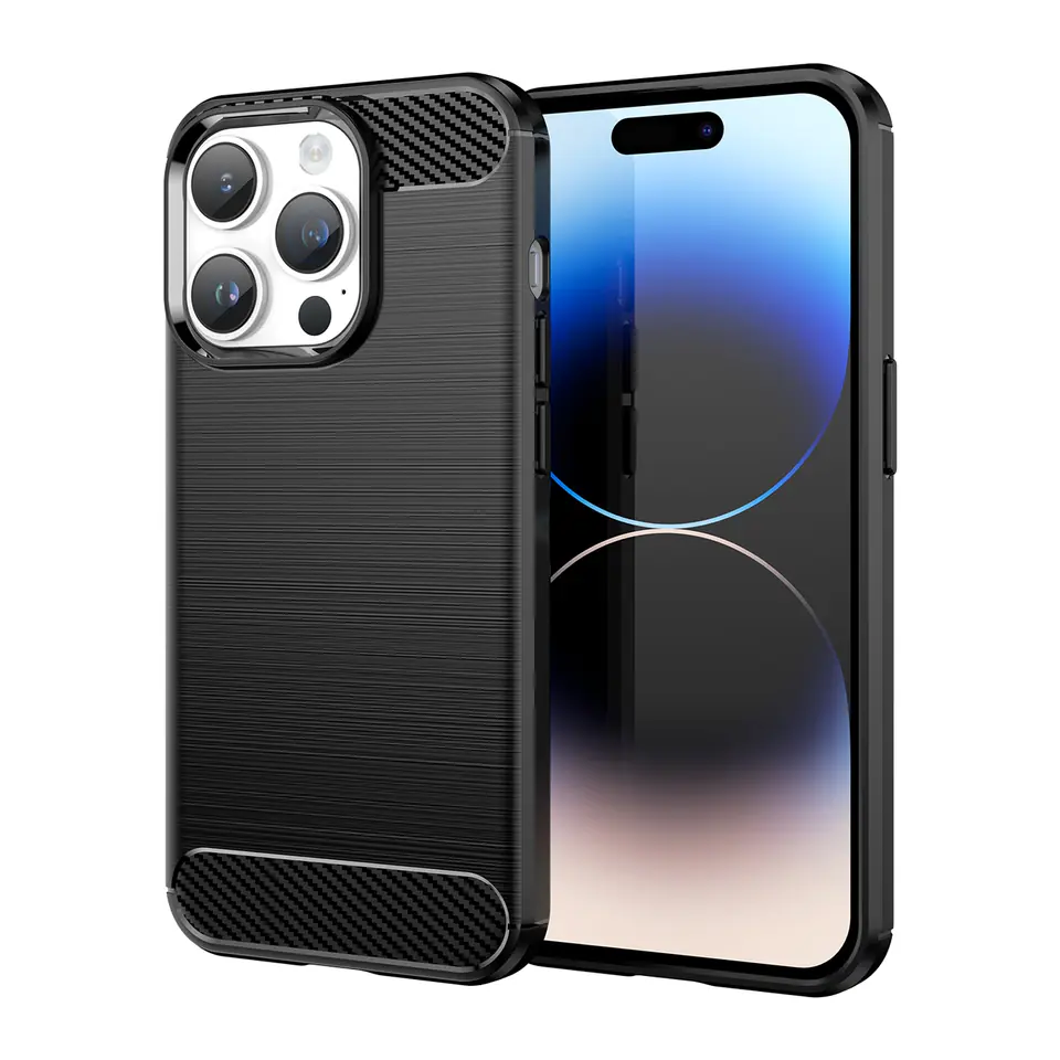 ⁨Carbon Case etui iPhone 14 Pro elastyczny żelowy pokrowiec na tył plecki czarny⁩ w sklepie Wasserman.eu