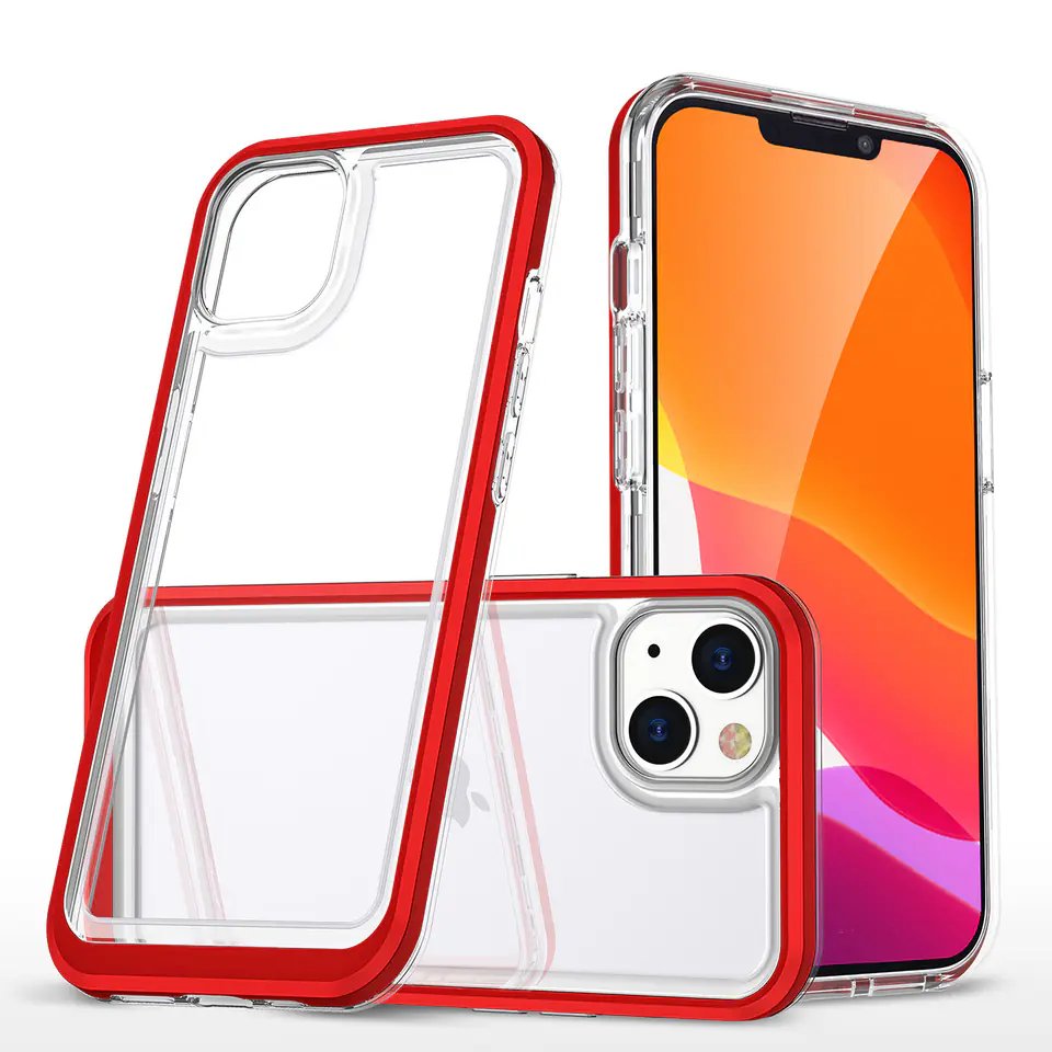 ⁨Clear 3in1 etui iPhone 14 Plus silikonowy pokrowiec z ramką czerwone⁩ w sklepie Wasserman.eu
