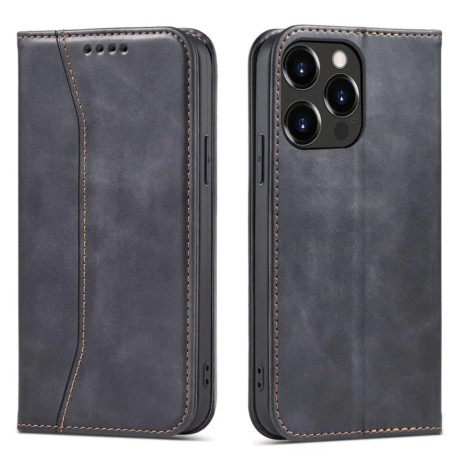 ⁨Magnet Fancy Case etui iPhone 14 Pro pokrowiec z klapką portfel podstawka czarne⁩ w sklepie Wasserman.eu