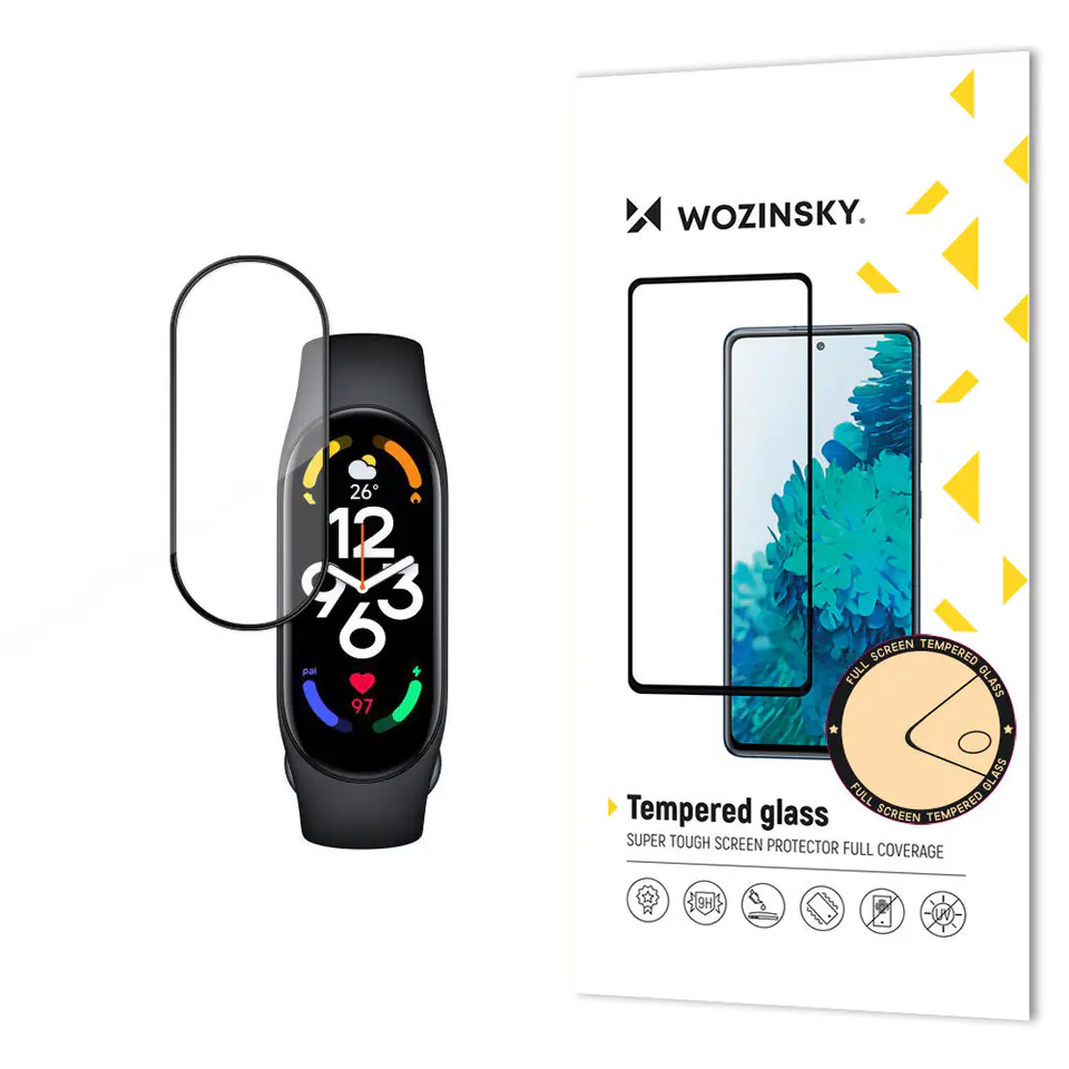 ⁨Wozinsky Full Glue Xiaomi Mi Band 7 szkło hartowane na ekran czarny⁩ w sklepie Wasserman.eu