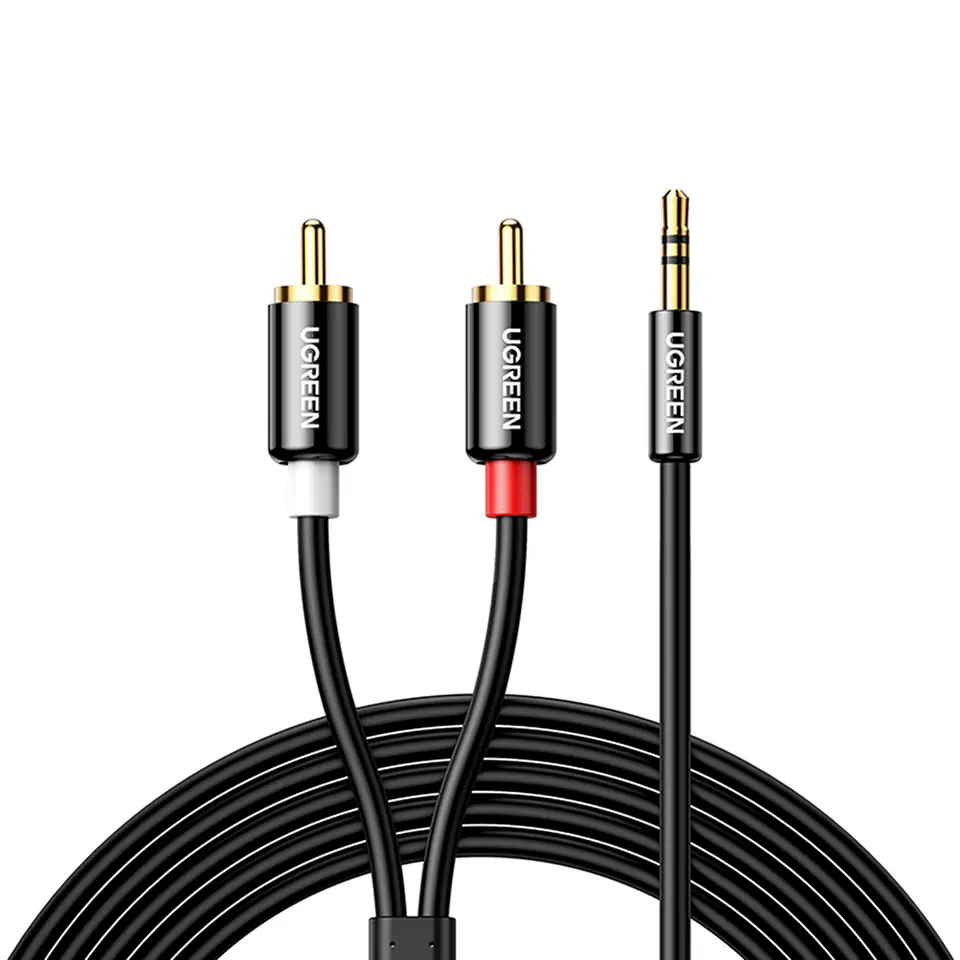 ⁨Kabel przewód audio 3.5 mm mini jack - 2x RCA 5m czarny⁩ w sklepie Wasserman.eu