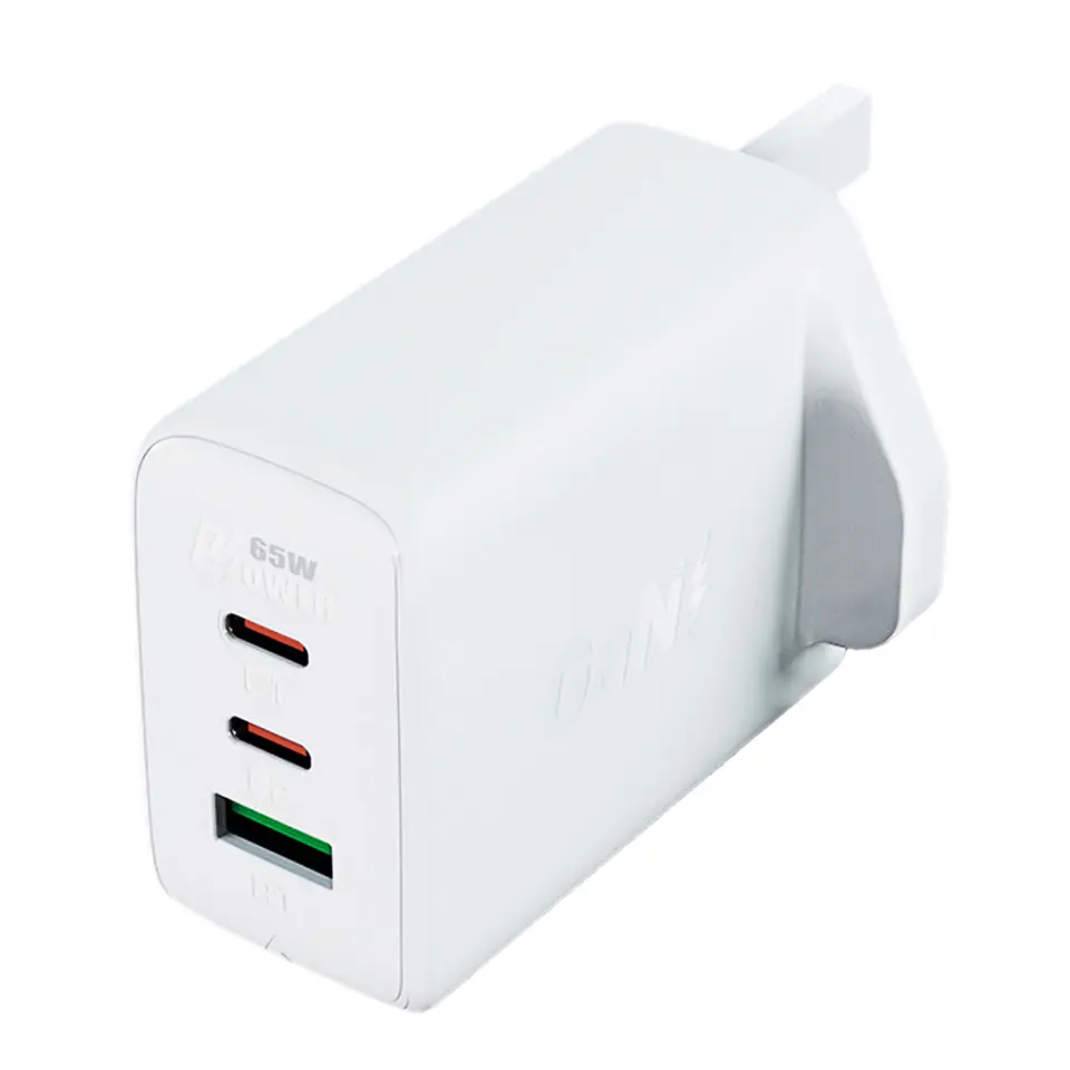 ⁨Acefast ładowarka GaN 65W 3 porty (1xUSB, 2xUSB C PD) wtyczka UK biała (A44)⁩ w sklepie Wasserman.eu