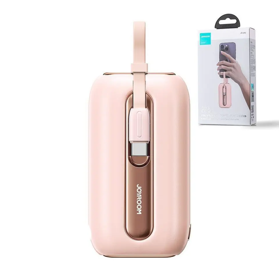 ⁨Powerbank 10000mAh Colorful Series 22.5W z kablami USB-C i Iphone Lightning różowy⁩ w sklepie Wasserman.eu