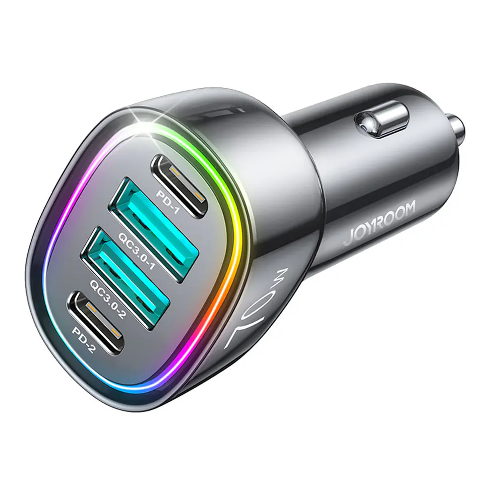 ⁨Ładowarka samochodowa 70W z 4 portam 2x USB-C PD 2x USB QC czarna⁩ w sklepie Wasserman.eu