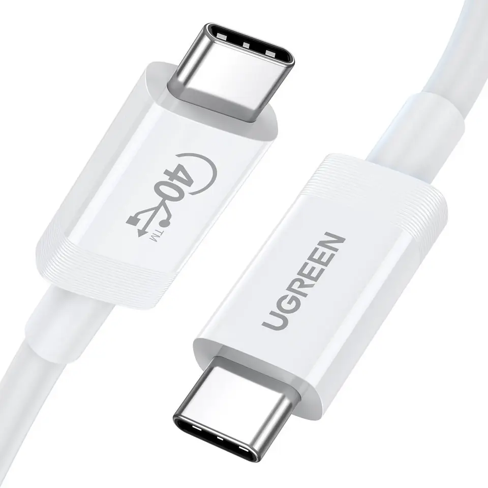 ⁨Kabel przewód USB-C USB4 40Gbps 8K 60Hz PD 100W 80cm biały⁩ w sklepie Wasserman.eu