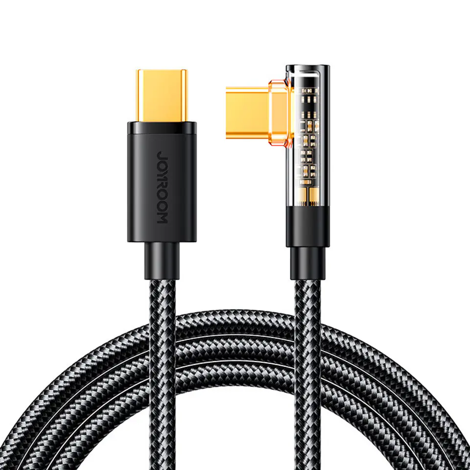 ⁨Kątowy kabel USB-C do szybkiego ładowania i transferu danych 100W 1.2m czarny⁩ w sklepie Wasserman.eu