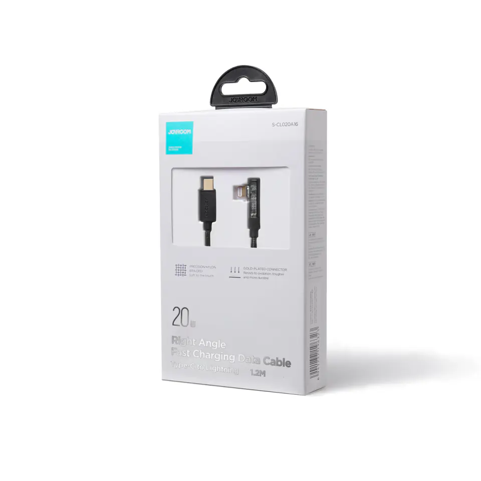⁨Kątowy Kabel iPhone Lightning - USB-C do szybkiego ładowania 20W 1.2m czarny⁩ w sklepie Wasserman.eu