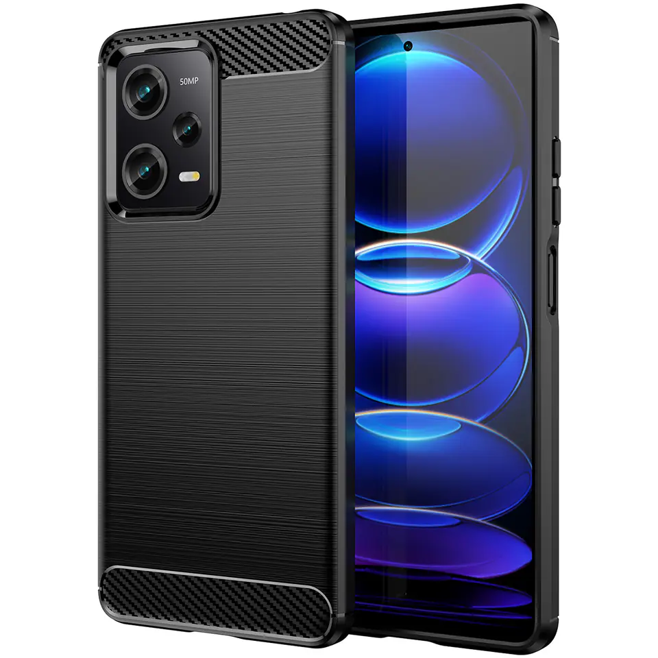 ⁨Carbon Case etui Xiaomi Poco X5 Pro 5G / Redmi Note 12 Pro elastyczny silikonowy karbonowy pokrowiec czarne⁩ w sklepie Wasserman.eu