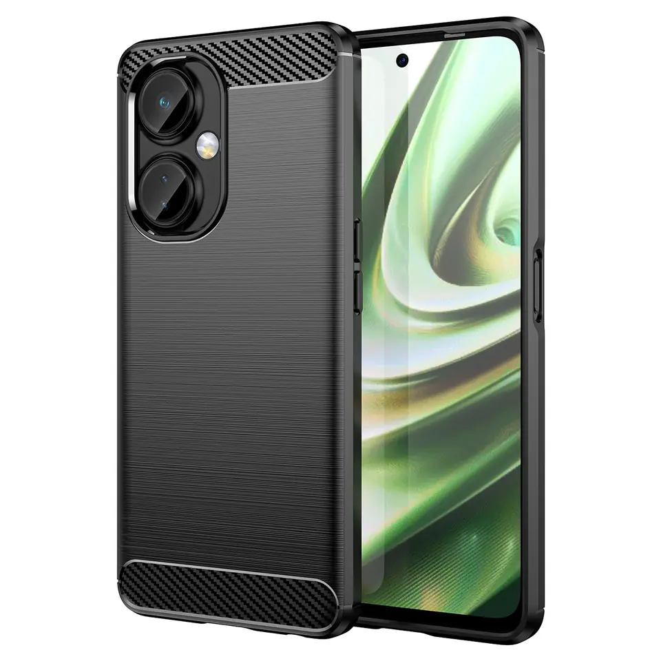 ⁨Carbon Case etui OnePlus Nord CE 3 elastyczny silikonowy karbonowy pokrowiec czarne⁩ w sklepie Wasserman.eu