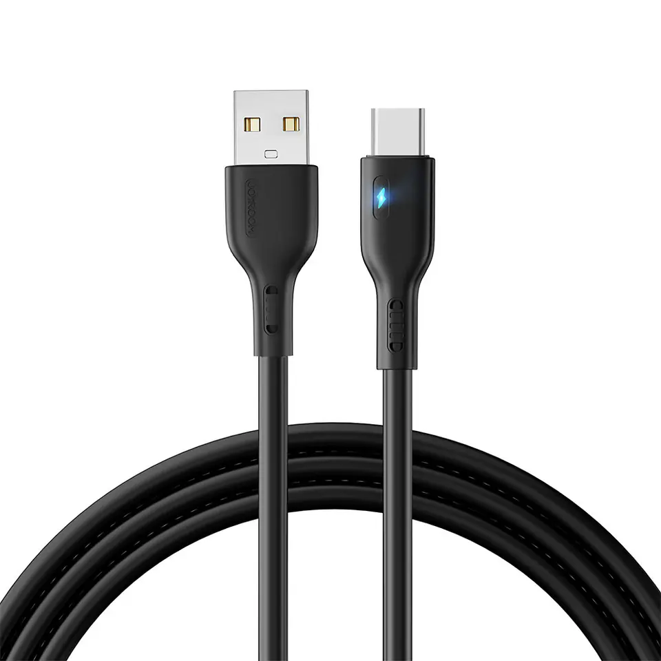 ⁨Kabel przewód ze wskaźnikiem LED USB - USB-C 3A 2m czarny⁩ w sklepie Wasserman.eu