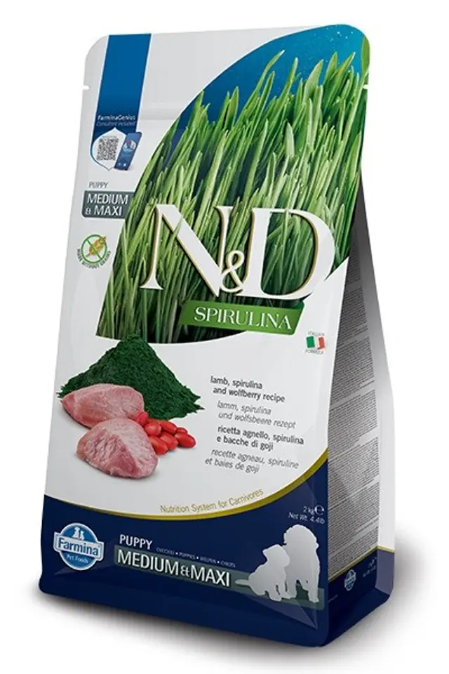 ⁨FARMINA N&D Spirulina Lamb Puppy MED/MAXI - dry dog food - 2 kg⁩ at Wasserman.eu