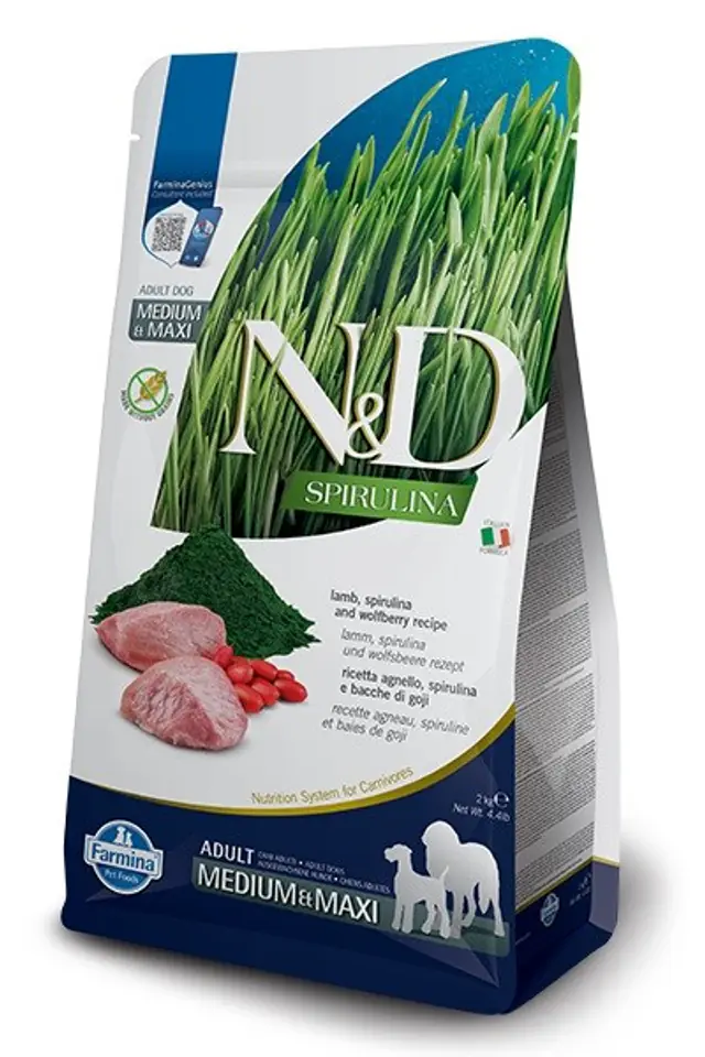 ⁨FARMINA N&D Spirulina Lamb Adult MED/MAXI - dry dog food - 7 kg⁩ at Wasserman.eu