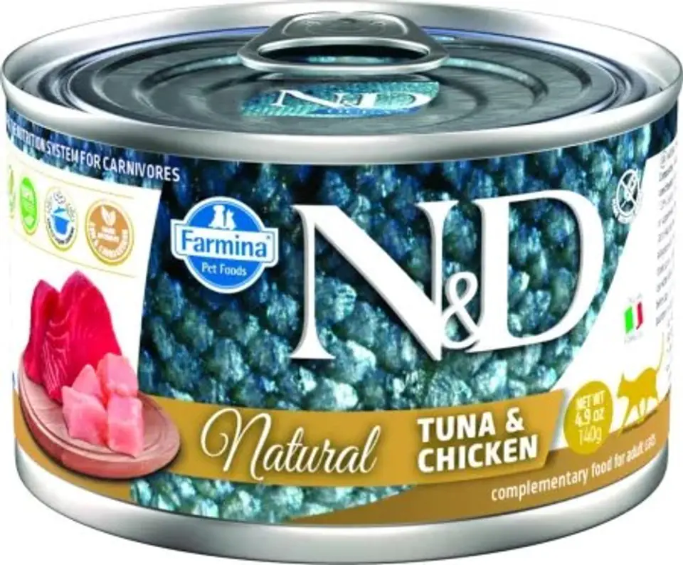 ⁨FARMINA N&D Cat Natural Tuna&Chicken- wet cat food - 140 g⁩ at Wasserman.eu