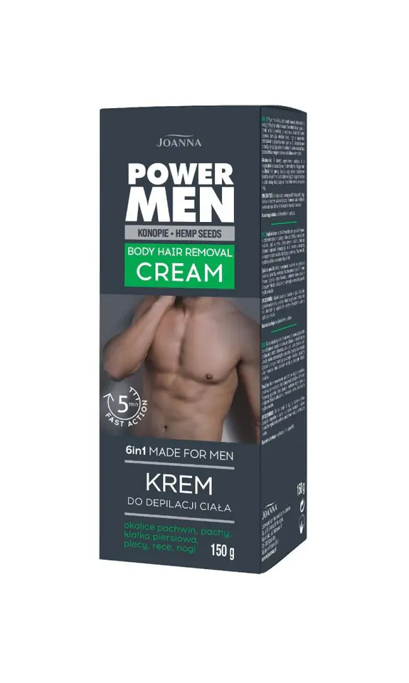 ⁨JOANNA Power Men Krem do depilacji ciała 6in1 150g⁩ w sklepie Wasserman.eu