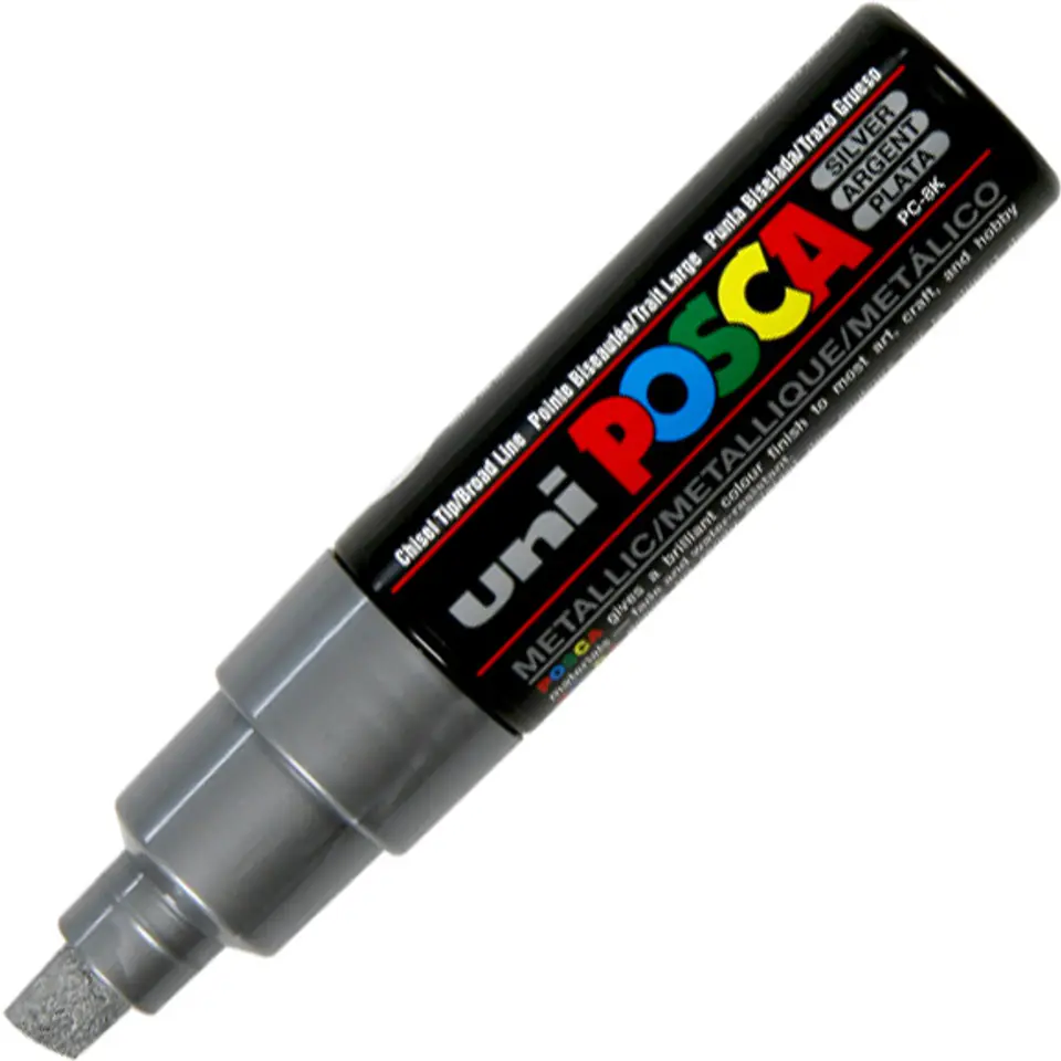⁨Marker z farbą plakatową UNI Posca PC-8K, srebrny⁩ w sklepie Wasserman.eu