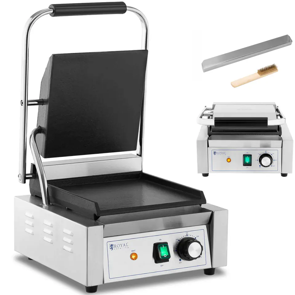 Grill kontaktowy elektryczny gładki 23 x 22 cm 1800 W w sklepie Wasserman.eu