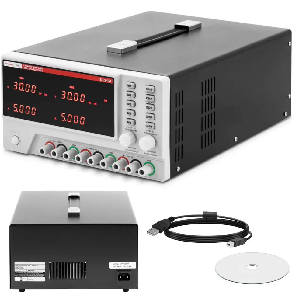 Zasilacz laboratoryjny serwisowy 0-30 V 0-5 A DC 550 W LED USB RS232 w sklepie Wasserman.eu