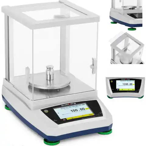 ⁨Waga laboratoryjna analityczna ze szklaną osłoną panelem dotykowym LCD 1200 g / 0.01 g⁩ w sklepie Wasserman.eu