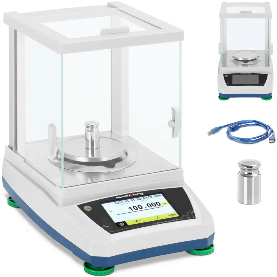 ⁨Waga laboratoryjna analityczna ze szklaną osłoną panelem dotykowym LCD 200 g / 0.001 g⁩ w sklepie Wasserman.eu