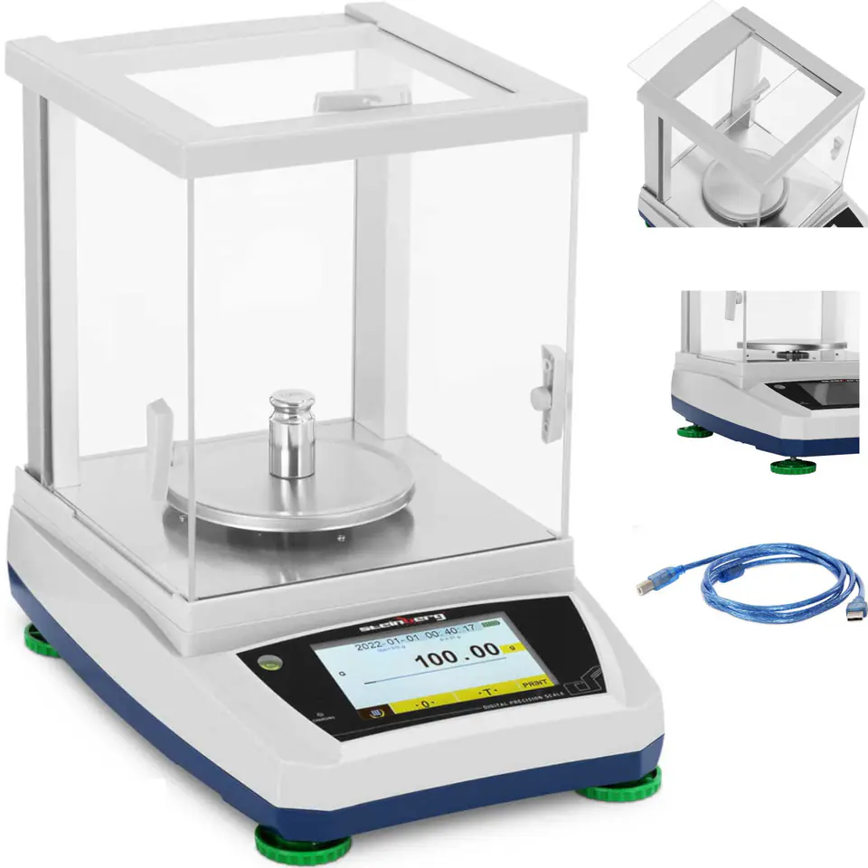 ⁨Waga laboratoryjna analityczna ze szklaną osłoną panelem dotykowym LCD 600 g / 0.01 g⁩ w sklepie Wasserman.eu